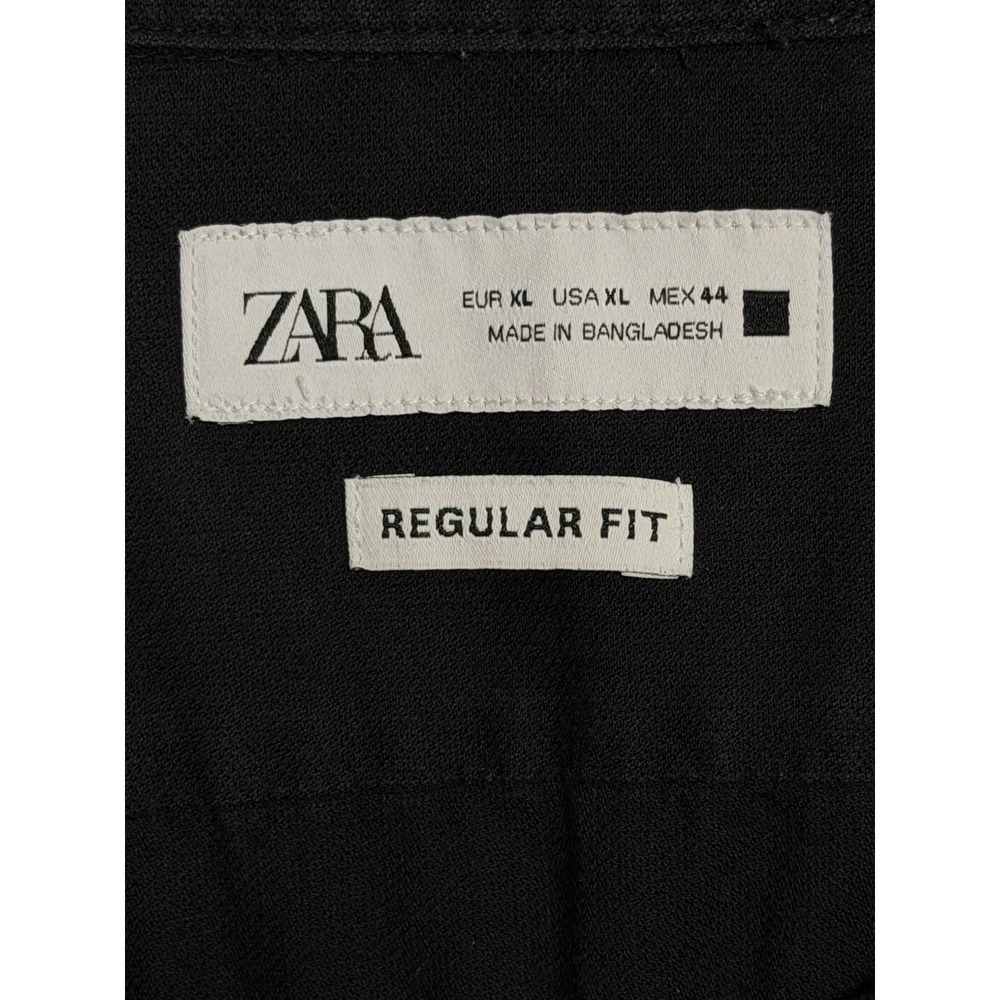 Zara Man Mens Regular Fit Long Sleeve Dress Shirt Black  Mens X-Large - Picture 6 of 7